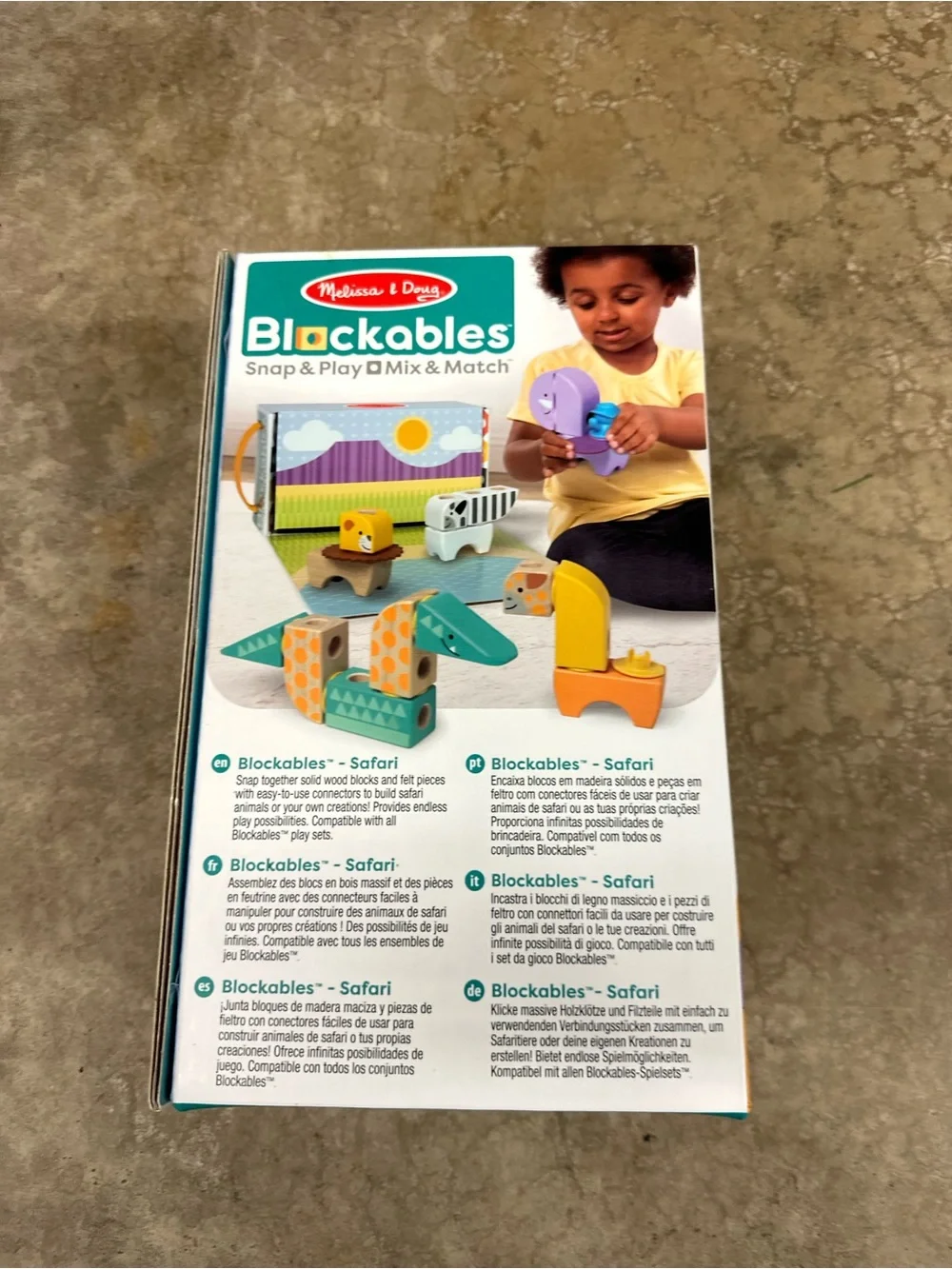 Melissa & Doug Blockables Safari Play Set - Multi Color Wooden Snap & Play
